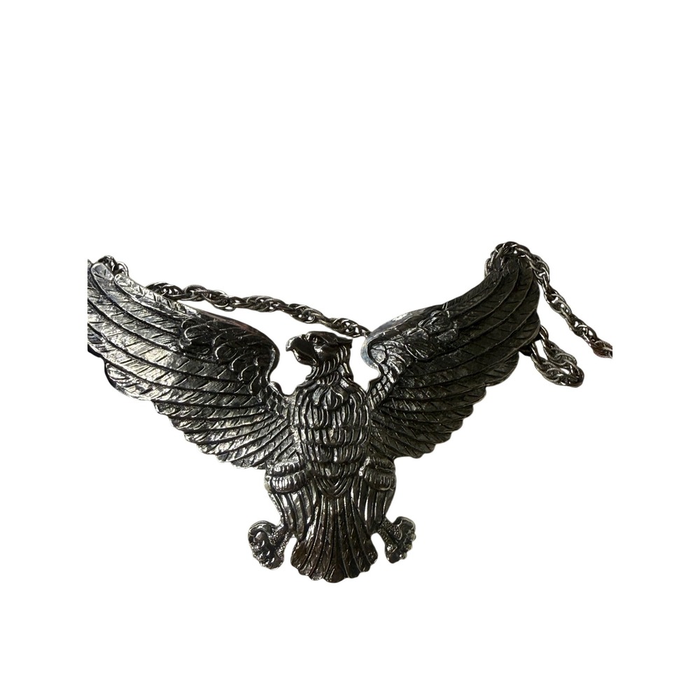Accessocraft NYC Vintage Silver Tone Large Eagle Statement Pendant Necklace